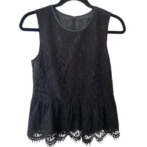 J. Crew Lace Peplum Black Sleeveless Top